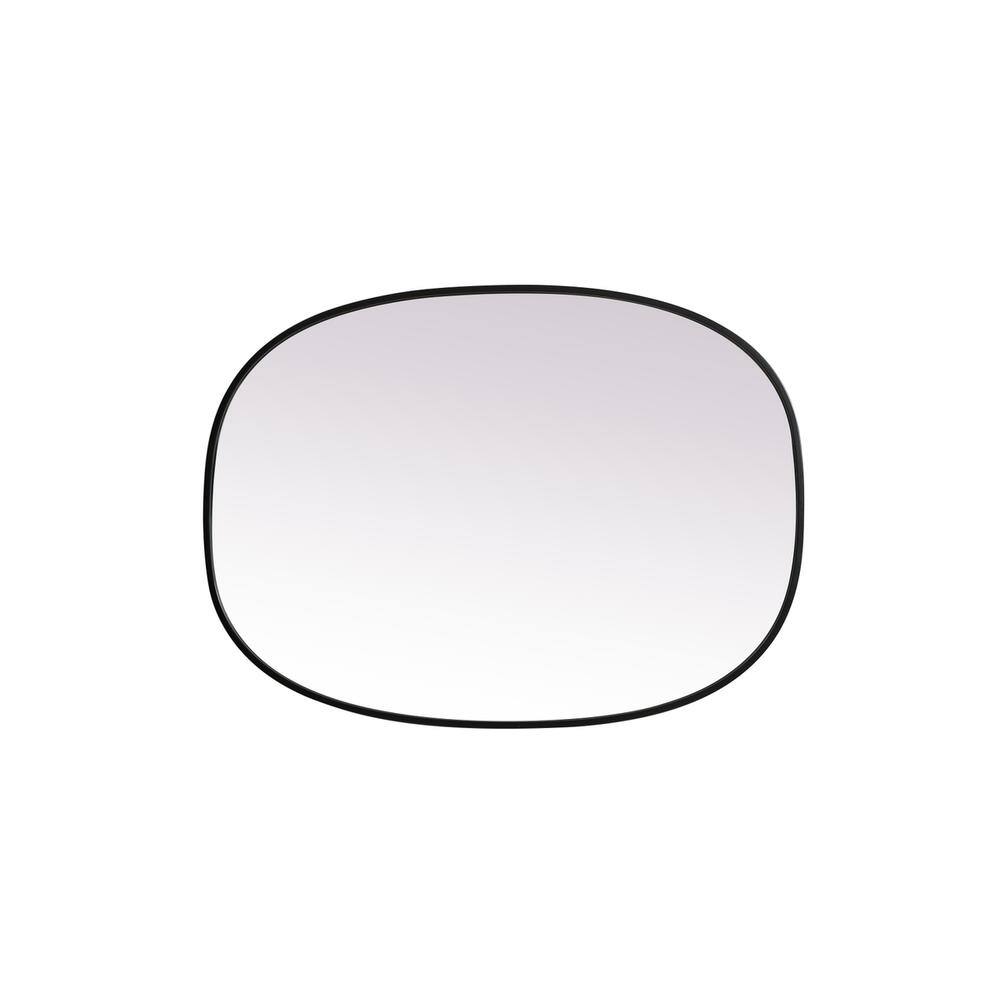 Back. Elegant Decor - Metal Frame Oval Mirror 27x36 Inch in Black - Black.