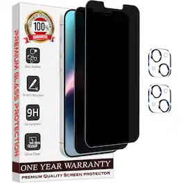 Entronix - Anti-Spy Privacy Screen Protector & Camera Lens Protector For iPhone 13 - 4-Piece Combo - Transparent