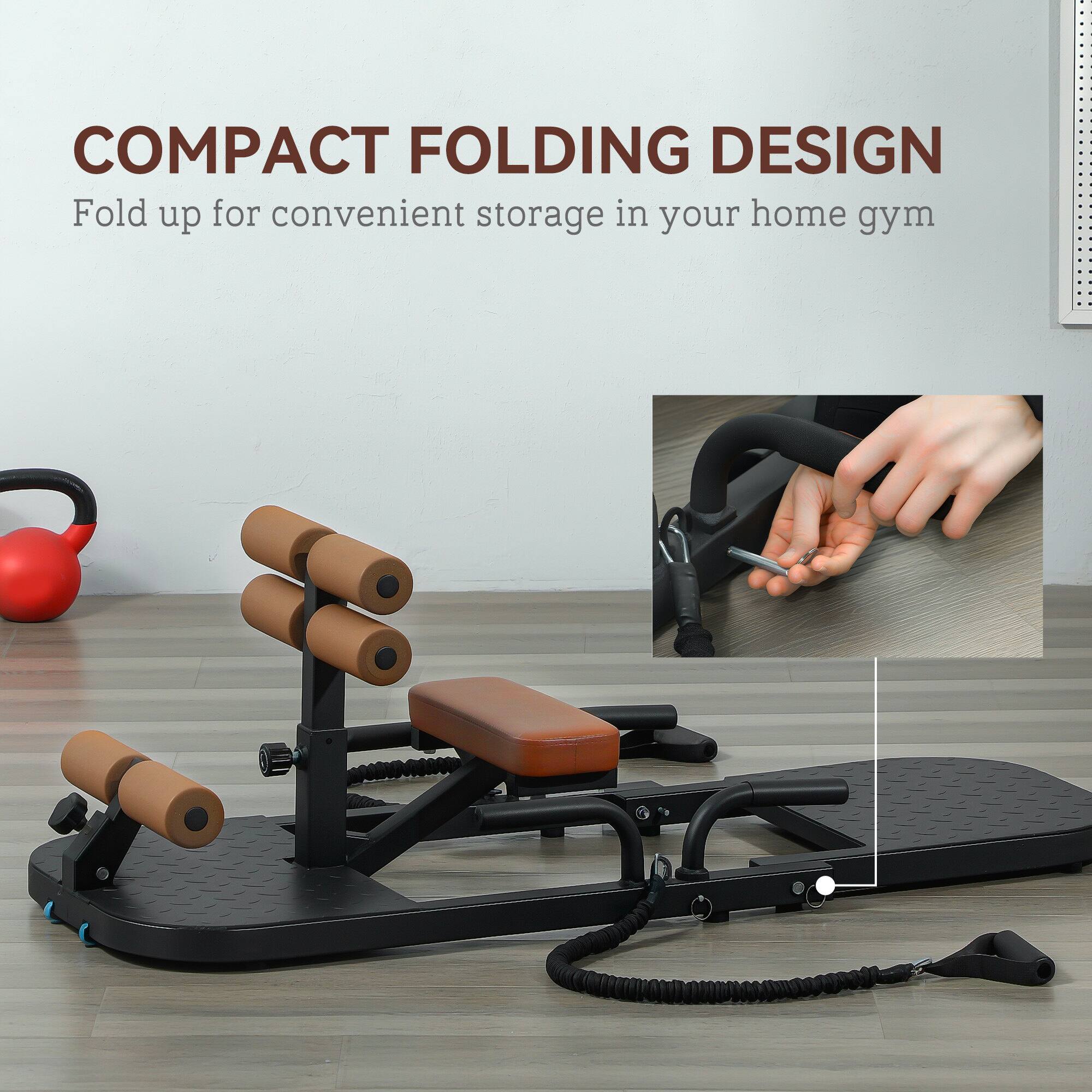 COMPACT FOLDING DESIGN
Fold up for convenient storage in your home gym