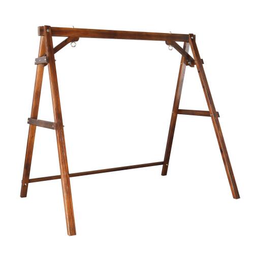 Front. Winado - 4FT Wooden Porch Swing Frame Only A-Frame Porch Swing Stand w/ Stability Bar, Wood Swing Hanger for Outdoor Garden Patio - Carbonized.