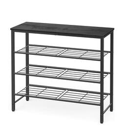 Dazzed Corner - Shoe Rack for Closet, Rustic Shoe Organizer with Leveling Feet, Sturdy & Rust-Proof Shoe Storage - Black