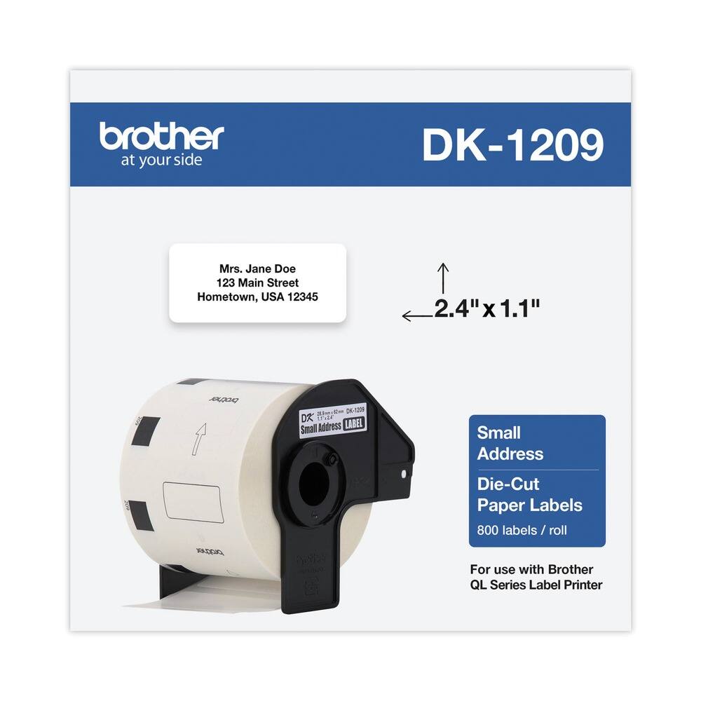 Brother - DK1209 1.1 in. x 2.4 in. Die-Cut Address Labels - (1-Roll) - White