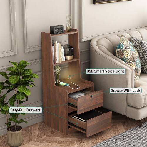 22:10 22 10 USB Smart Voice Light Drawer With Lock Easy-Pull Drawers