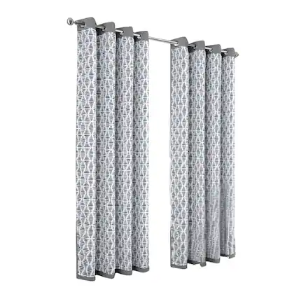 Front. Olivia Gray - Olivia Gray 100% Polyester 190 GSM Justice Reversible Blackout Grommet Curtain Panel 54" x 90" Grey - Grey.