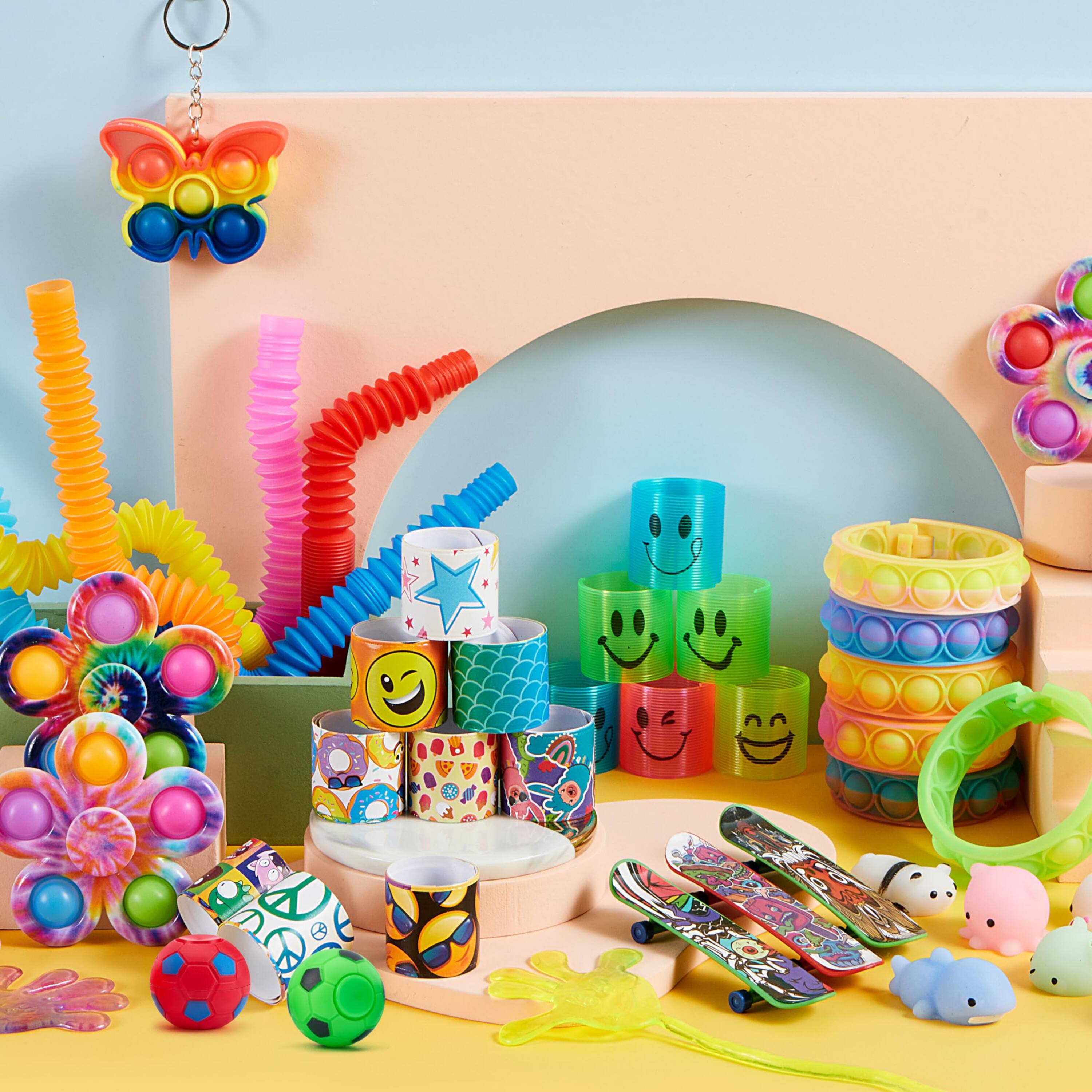 Back. Joyfy - 60 Pcs Party Favors, Popular Fidget Toys, Easter Birthday Goodie Bags Fillers for Kids Pinata Stuffers - colorful.