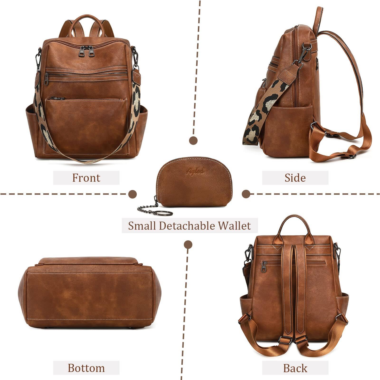 Alt View 2. Stamp n Camp - Leather Backpack Purse For Women Designer Ladies Shoulder Bag Fashion Faux Work Travel Handbags - Kcus22001-nubuck Style Coffee.