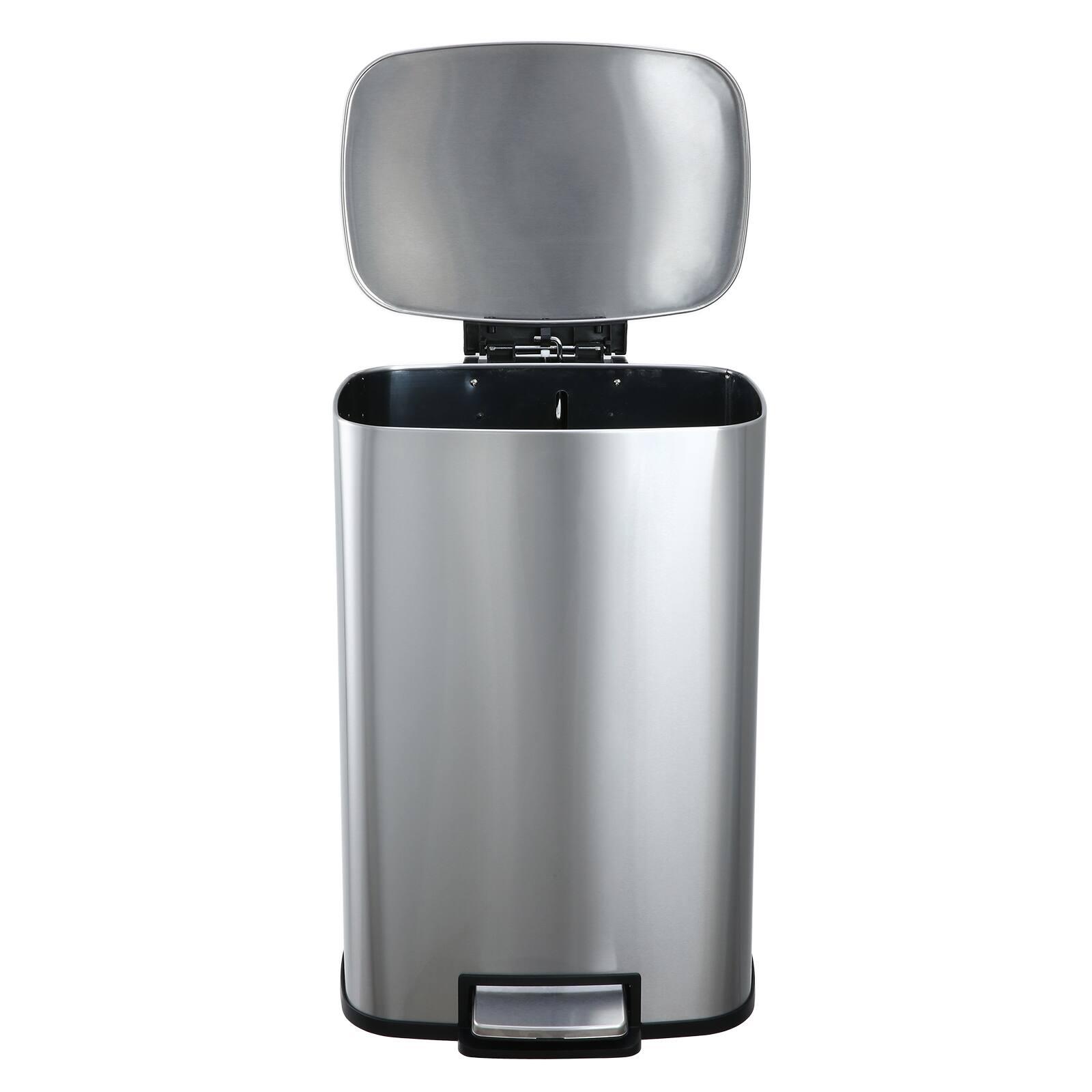 Angle. SIMPLYKLEEN - Simplykleen 50L (13 Gallon) Rectangular Stainless Steel Step Trash Can, Soft Close Lid, Removable Inner Bucket Kitchen - Silver.