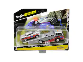 1957 Chevrolet Bel Air Gasser #786 with Ramp Tow Truck "Elite Transport" 1/64 Diecast Models by Maisto - Silver And Red