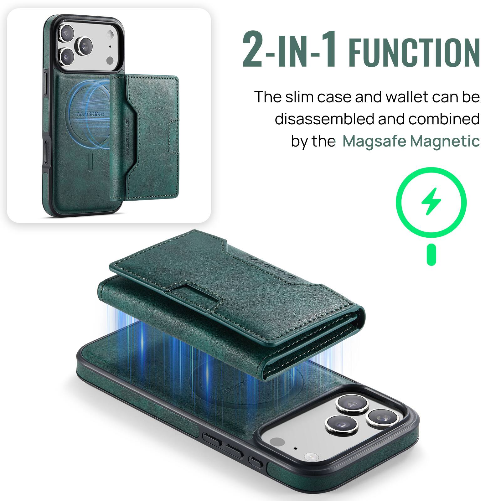 N012 RG MAGRING 2-IN-1 FUNCTION  
The slim case and wallet can be disassembled and combined by the Magsafe Magnetic