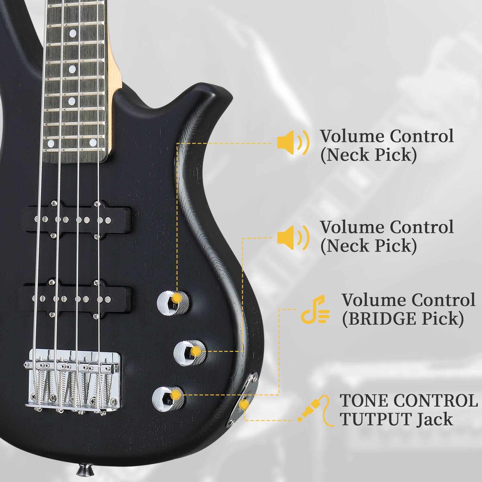 Volume Control (Neck Pick)  
Volume Control (Neck Pick)  
Volume Control (BRIDGE Pick)  
TONE CONTROL  
OUTPUT Jack