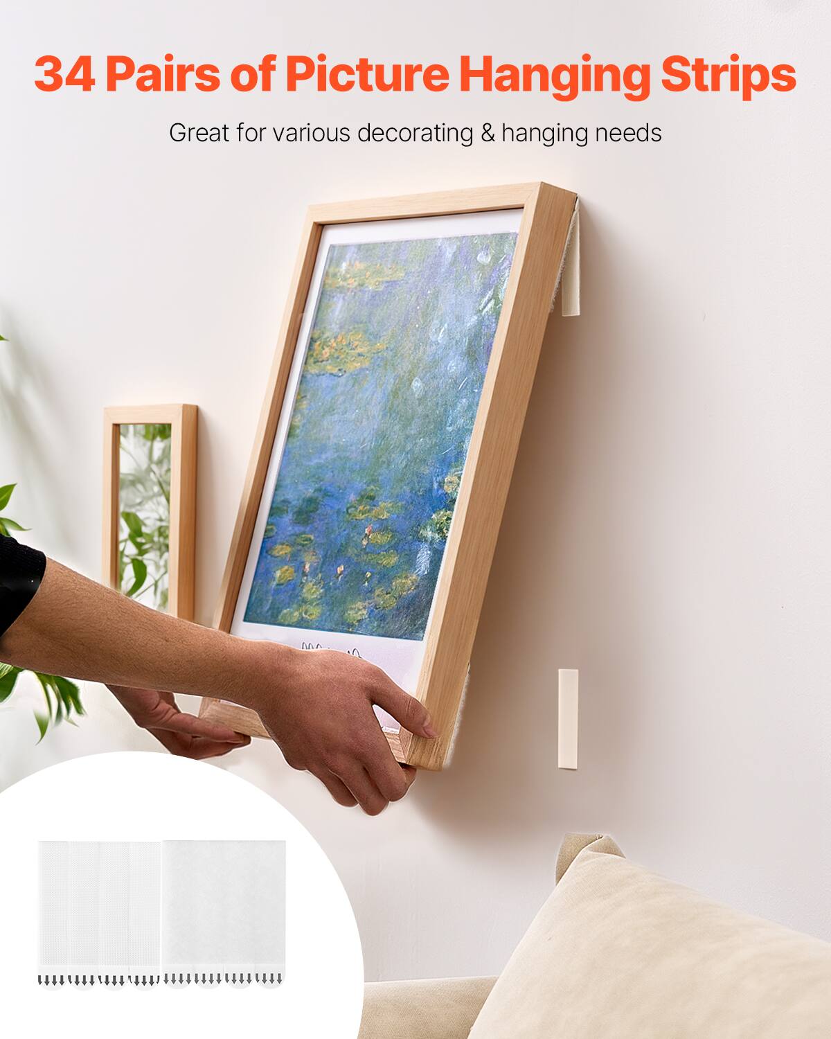 34 Pairs of Picture Hanging Strips  
Great for various decorating & hanging needs