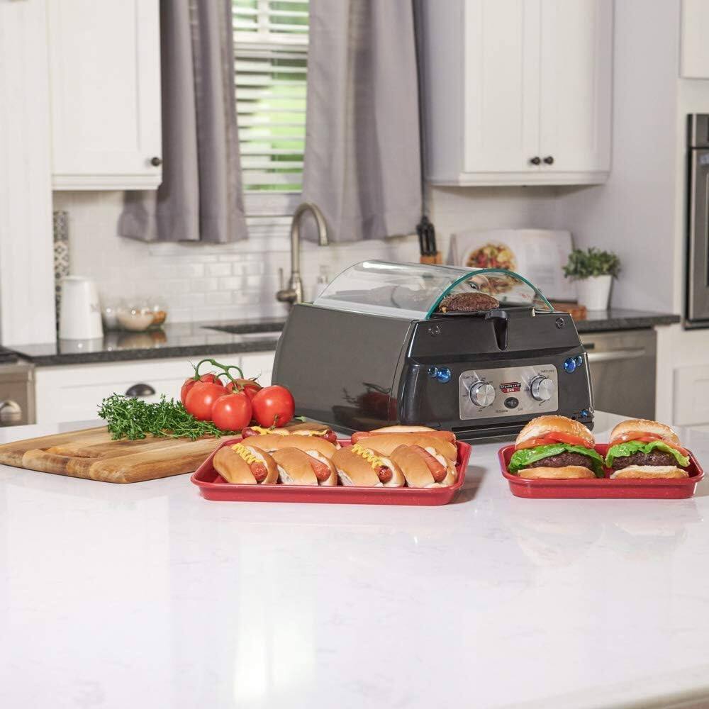 Alt View 7. Kitchen Chef - Kitchen Chef Indoor Smokeless Rotisserie Grill Red - Red.