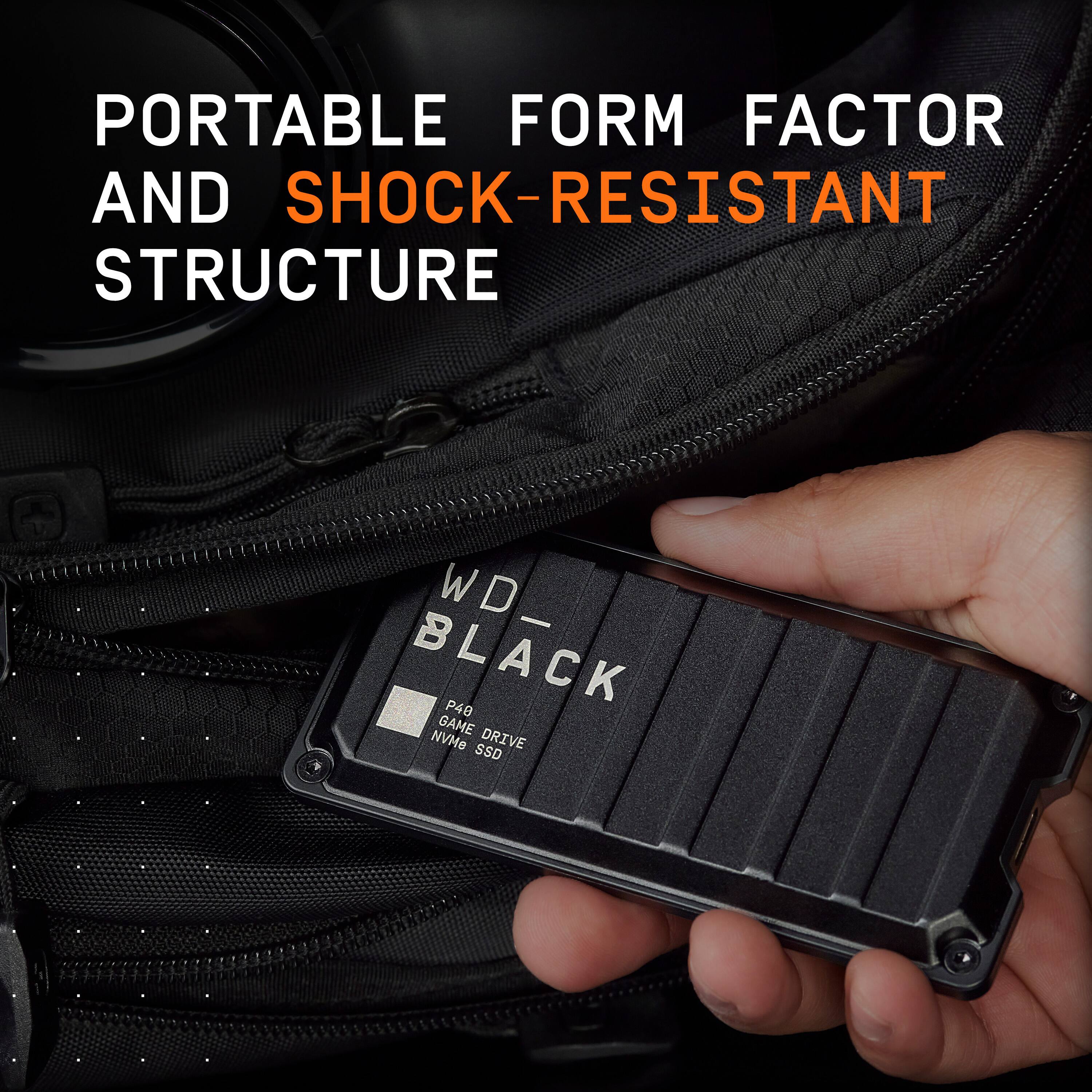 Portable Form Factor and Shock-Resistant Structure WD - Black P40 Game NVMe SSD Drive