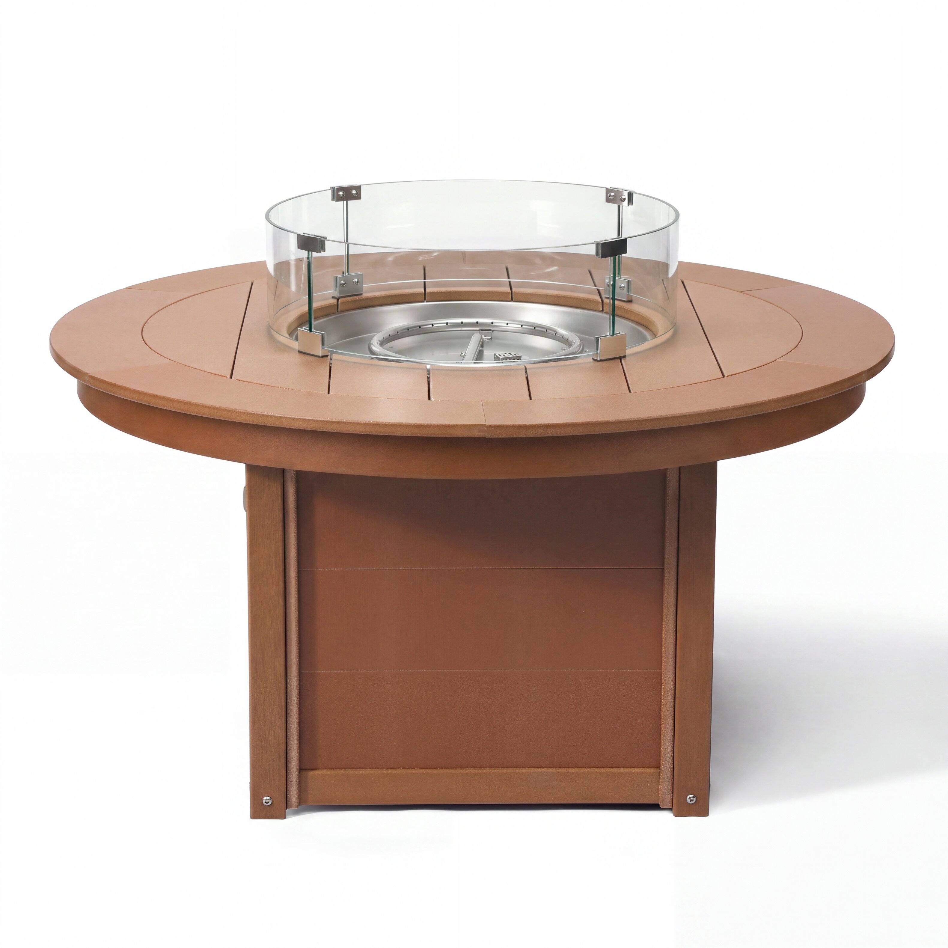Alt View 1. WestinTrends - WestinTrends Helios 47" Modern Outdoor 55,000 BTU Patio Propane Round Fire Pit Table - Teak.