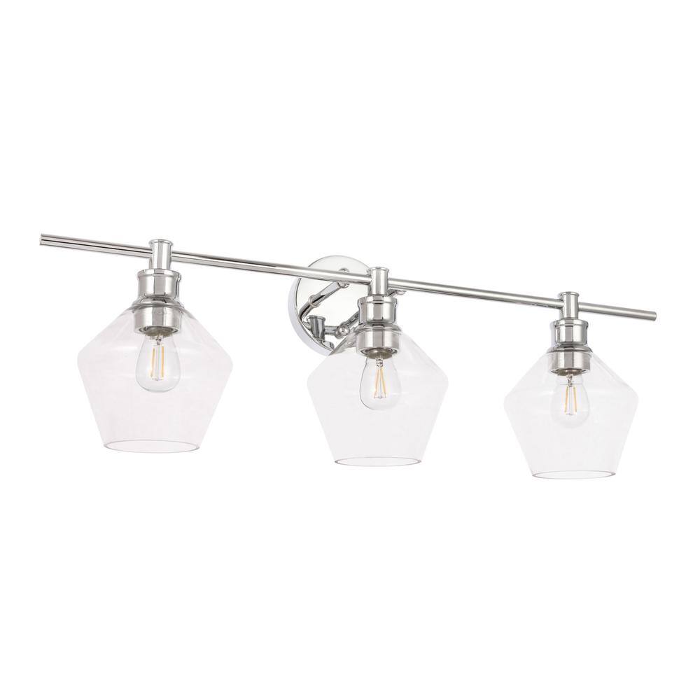 Left. Living District - Gene 3 light Chrome and Clear glass Wall sconce - Chrome And Clear Glass.