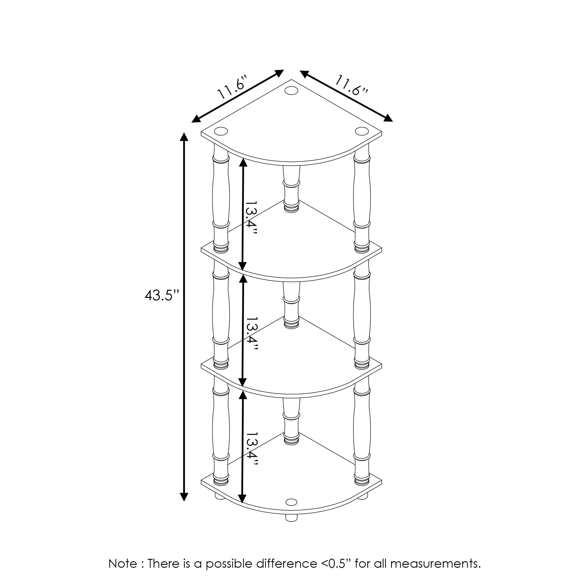 11.6"  
11.6"  
13.4"  
43.5"  
13.4"  
13.4"  

Note: There is a possible difference <0.5" for all measurements.