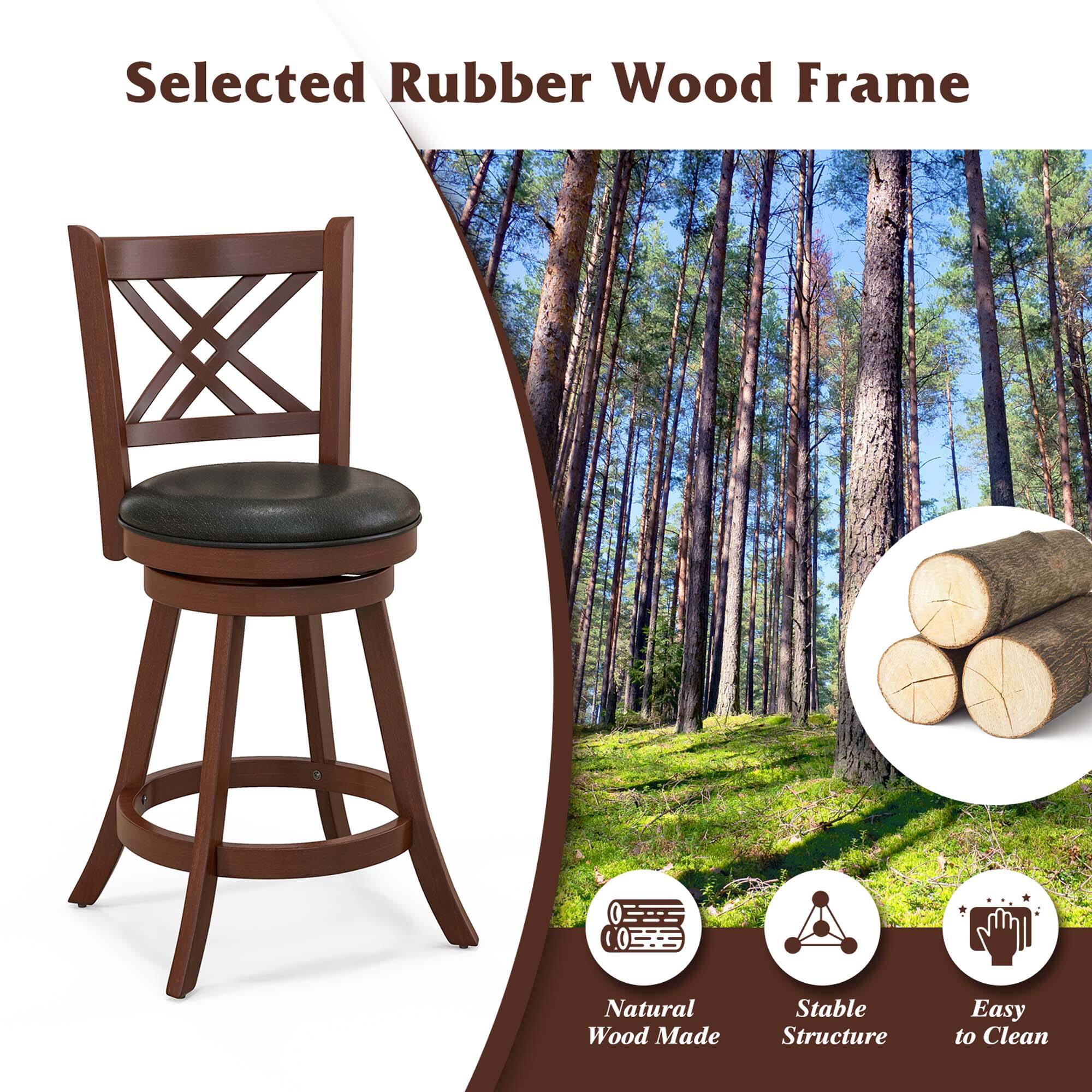 Selected Rubber Wood Frame Natural Wood Made Stable Structure Easy to Clean