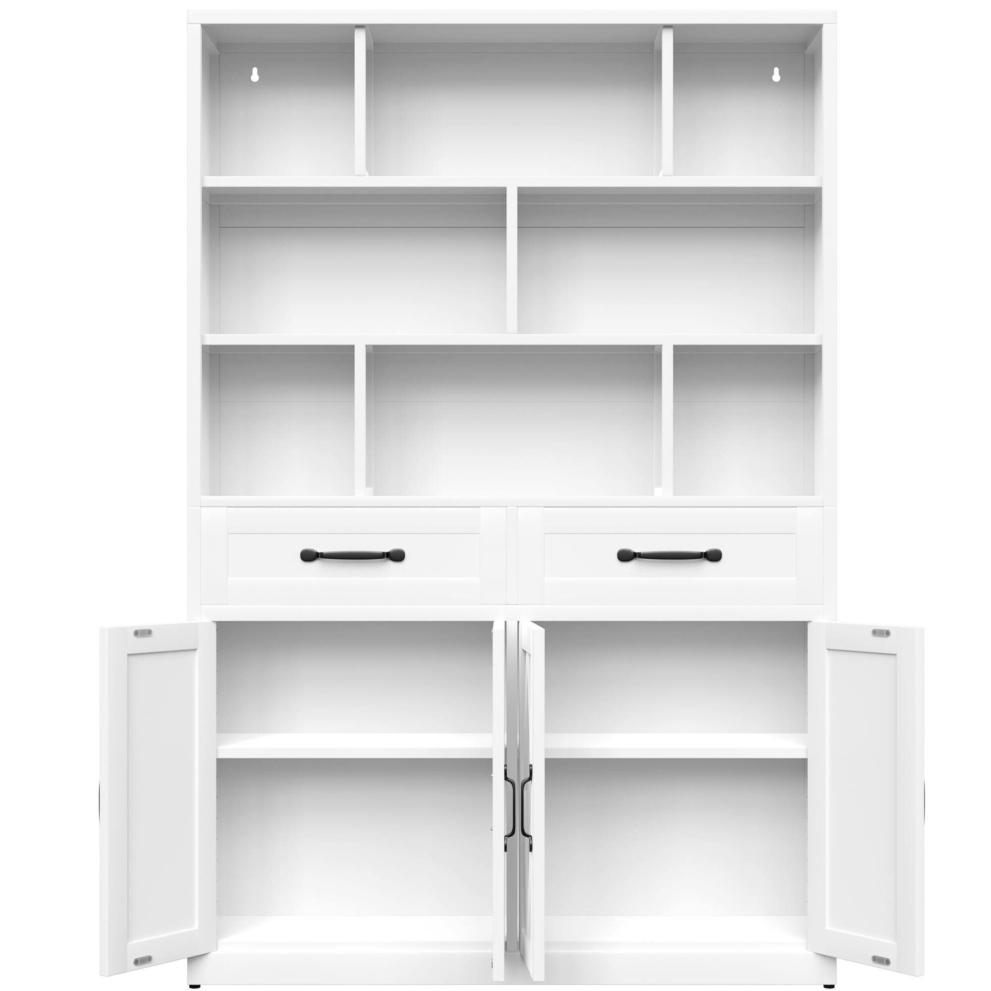 Alt View 6. Boyel Living - 71-Inch Metal Bookcase with Fixed Shelves, 2 Drawers and 2 Doors - White.