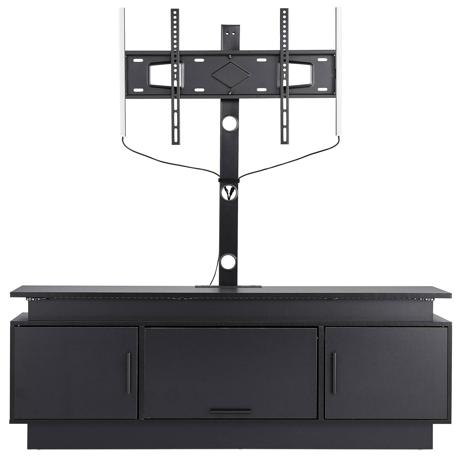 Alt View 5. VEVOR - 52" TV Stand with Mount for up to 75 in TVs, Entertainment Center with Power Outlet & LED Lights, Height Adjustable TV - Black.