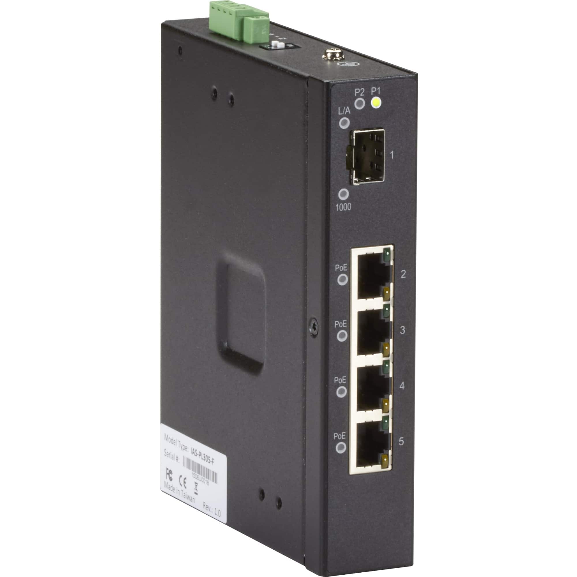 Black Box Network Services - 5-Port Industrial Gigabit Ethernet Switch PoE+ Extreme Temperature (LIE401A)