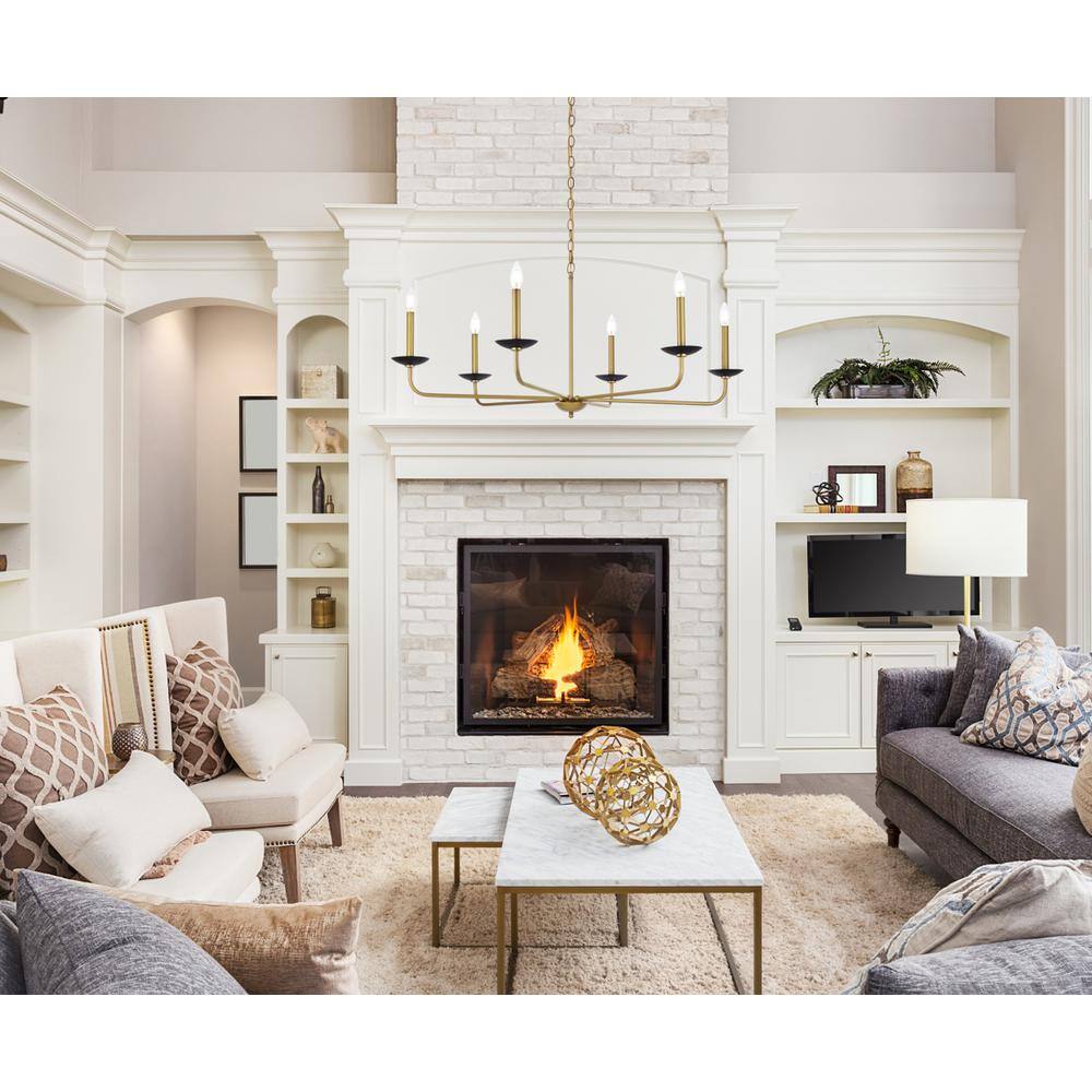 Angle. Living District - Cohen 42 inch pendant in black and brass - Black And Brass.