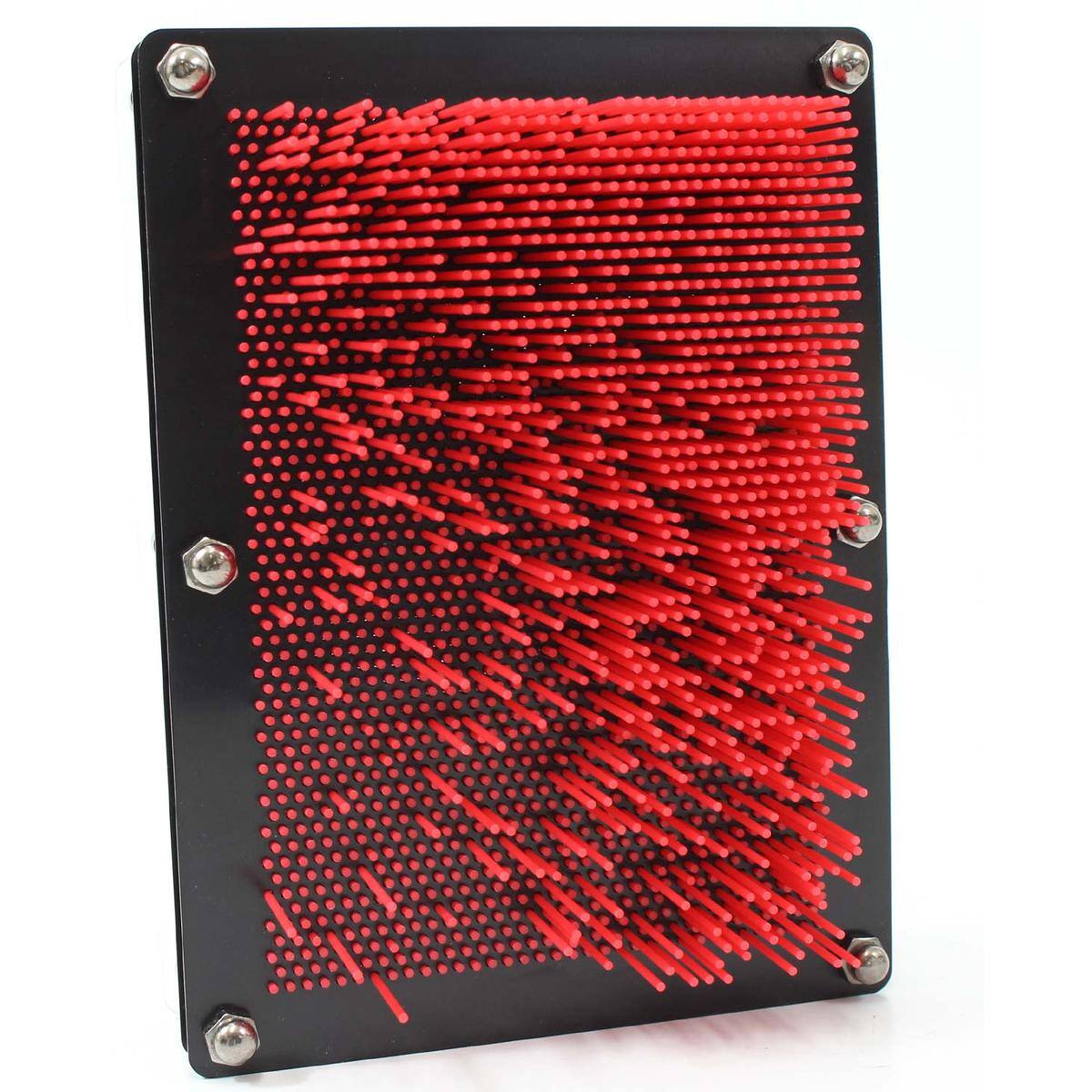 Back. JuzToys - 3D Pin Art Board Game Toy, Classic Pin Impression Desk Toys Sculpture for Children Adults, Red - Red.