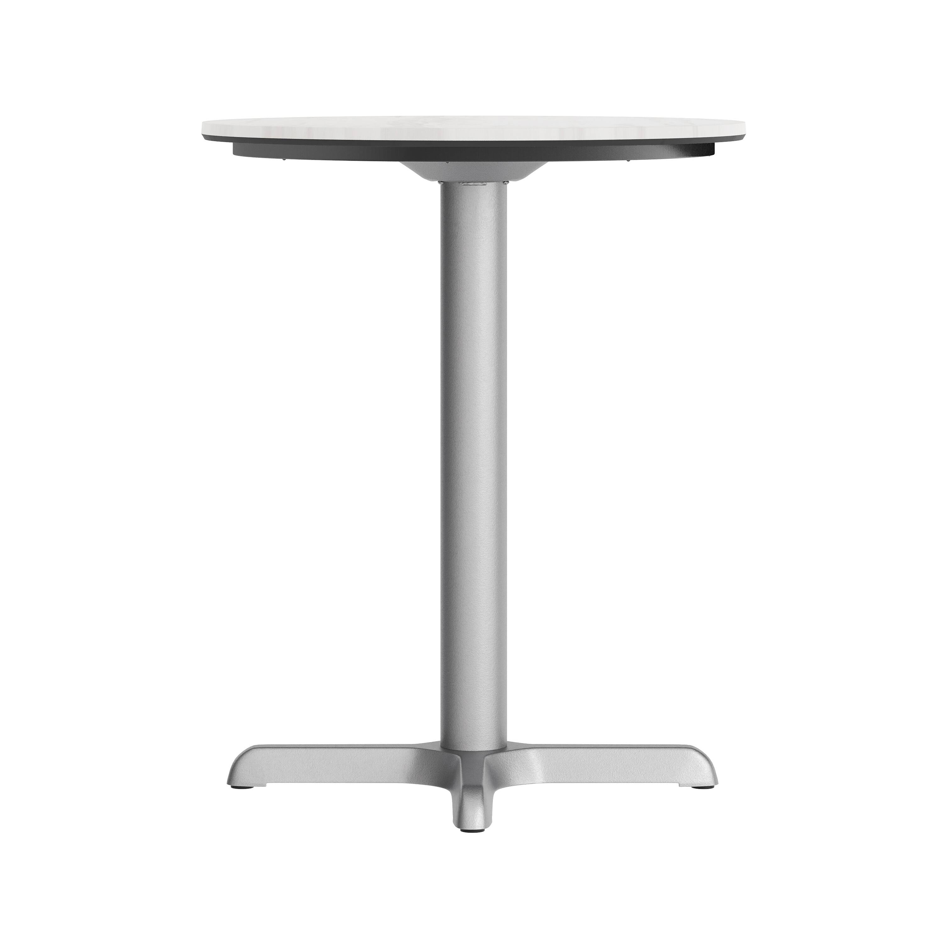 Alt View 7. Emma + Oliver - PureShield Indoor Outdoor Tabletop with Seam-Free Surface Innovation and Cast Iron Bistro Table Base - White Faux Marble/Silver Base.