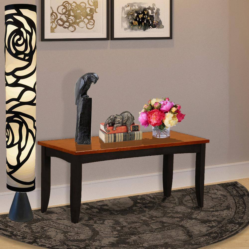 Left. East West Furniture - Parfait Dining Room Bench with Wood Seat in Black and Cherry Finish - Black & Cherry.
