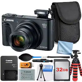 Canon - PowerShot SX740 HS Camera with 32GB Card + ZeeTech Advanced Bundle - Black