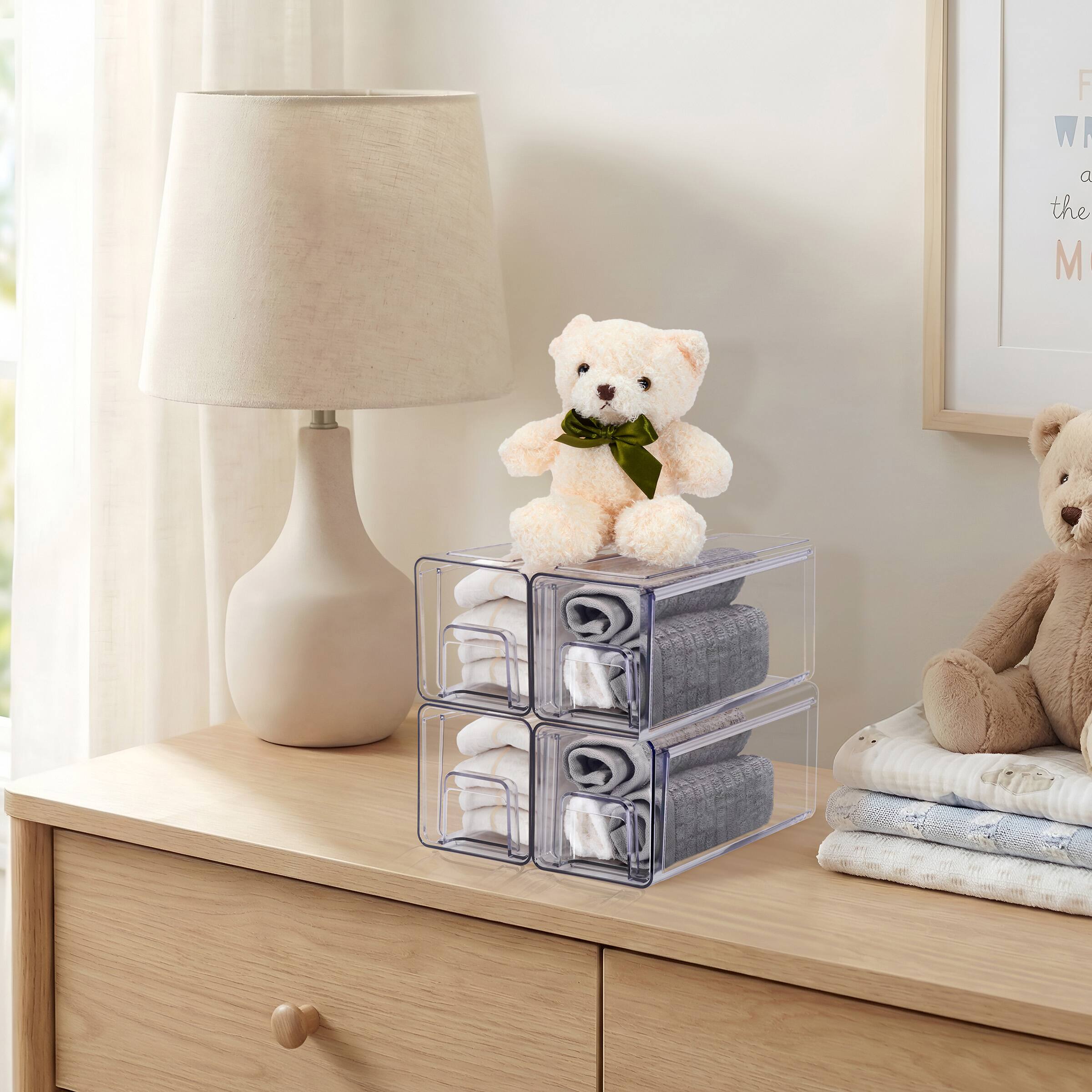 Back. Sorbus - Sorbus Large Clear Stackable Storage Drawers – 4-Pack Plastic Organizer Bins with Handles – Pull-Out Stackable Drawers - Clear.