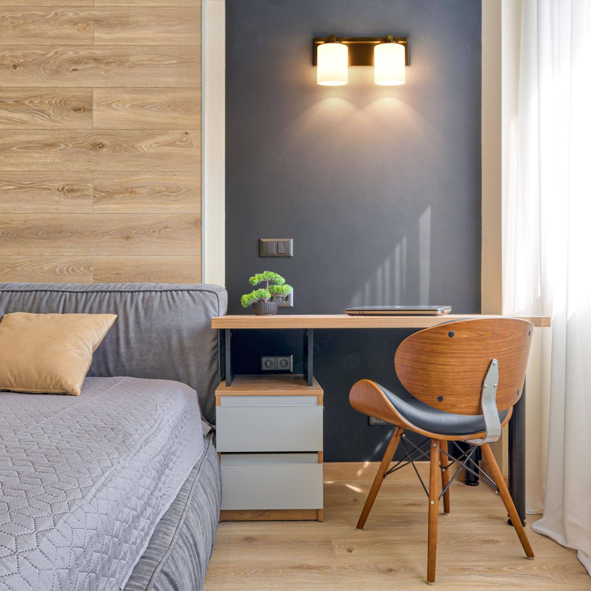 Alt View 3. TECH SAFARI - Bathroom Vanity Light Fixtures Aged Brass Lights Transitional Lighting Fixture With Opal Glass Shade Porch - Aged Brass 2-Light.