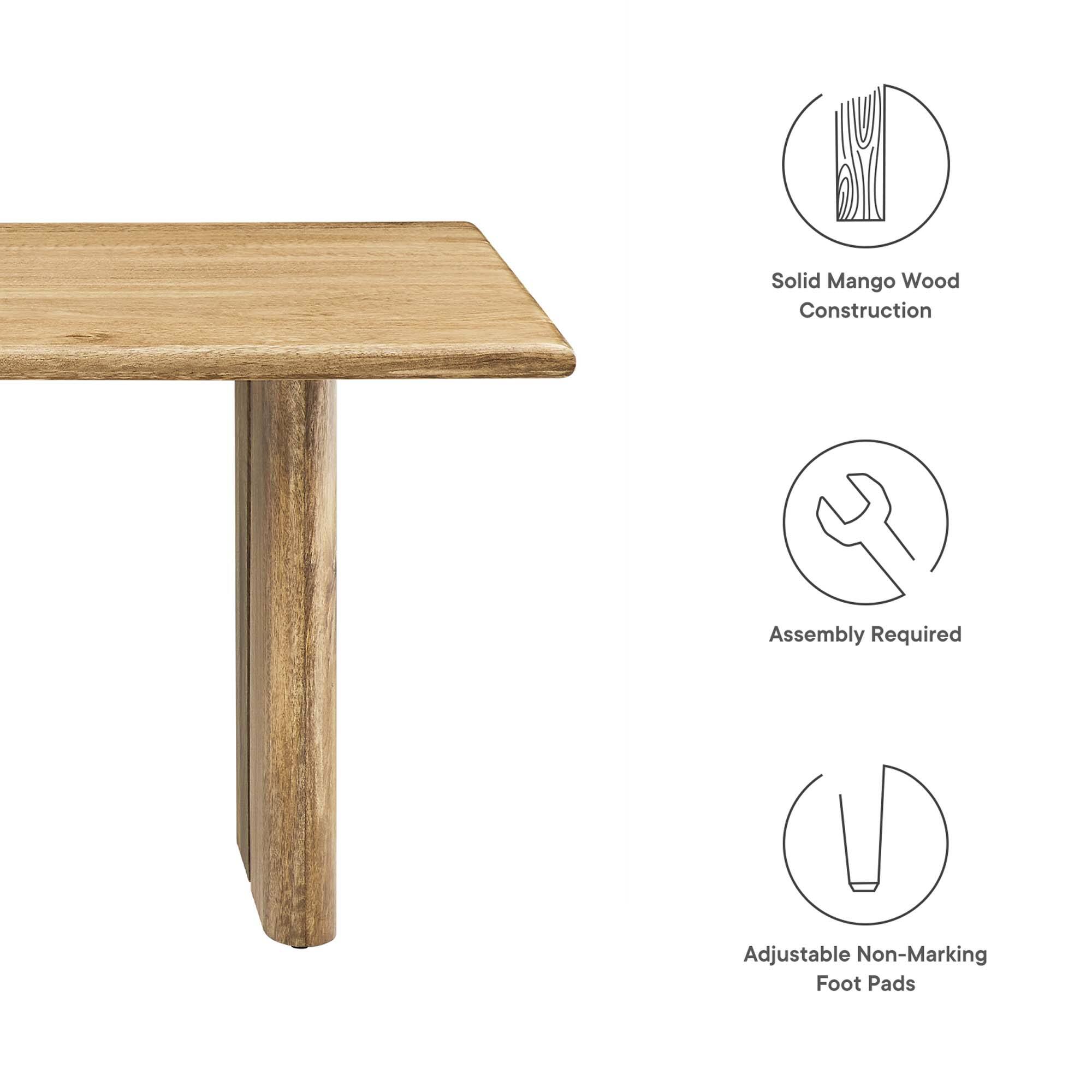 - Solid Mango Wood Construction
- Assembly Required
- Adjustable Non-Marking Foot Pads