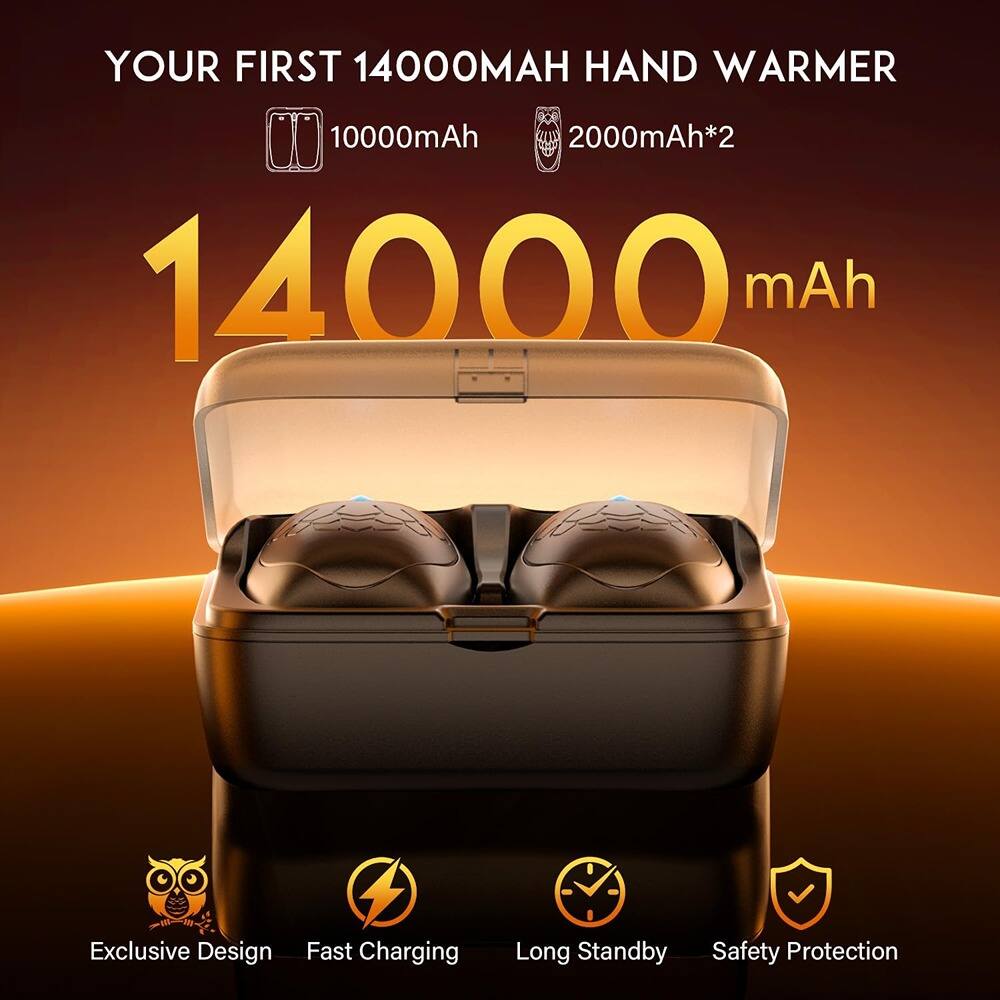 YOUR FIRST 14000mAh HAND WARMER

10000mAh

2000mAh * 2

14000 mAh

Exclusive Design

Fast Charging

Long Standby

Safety Protection