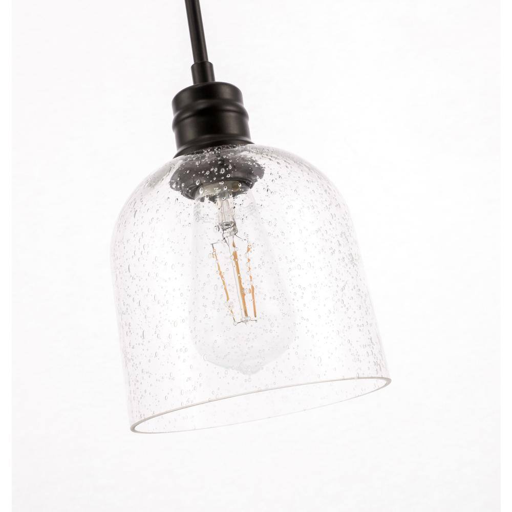Alt View 9. Living District - Gabe 1 light Black and Clear seeded glass pendant - Black And Clear Seeded Glass.
