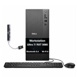 Dell - Tower ECT1250 Desktop (Ultra 7 265F, 32GB, 2TB SSD, GeForce RTX 5060, WiFi 6, Bluetooth 5.4, Win 11 Pro) w/USB Hub - Black
