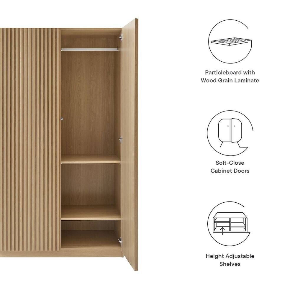 Particleboard with Wood Grain Laminate  
Soft-Close Cabinet Doors  
Height Adjustable Shelves
