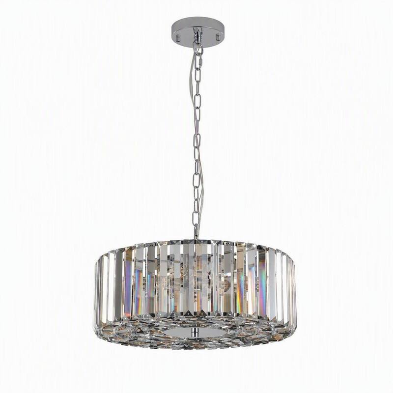 Alt View 5. RYHNUYNE - 17-Inch Chrome Crystal Pendant Light, Modern 4-Light Hanging Chandelier with Adjustable Drop for Living Room.