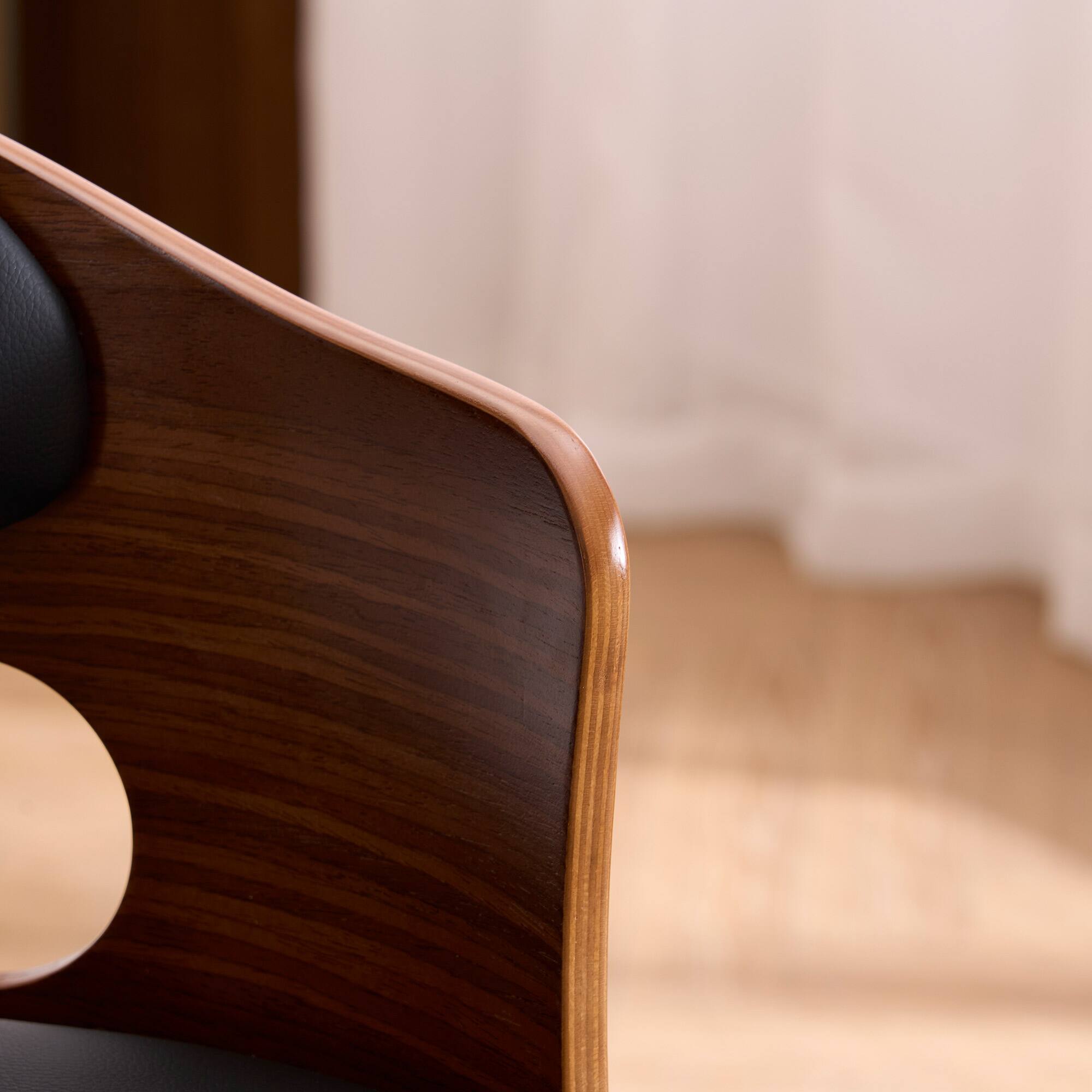 Left. FERPIT - FERPIT Faux Leather Swivel Counter Bar Stools with Wood Legs Set of 2, Black, 30" - Black.