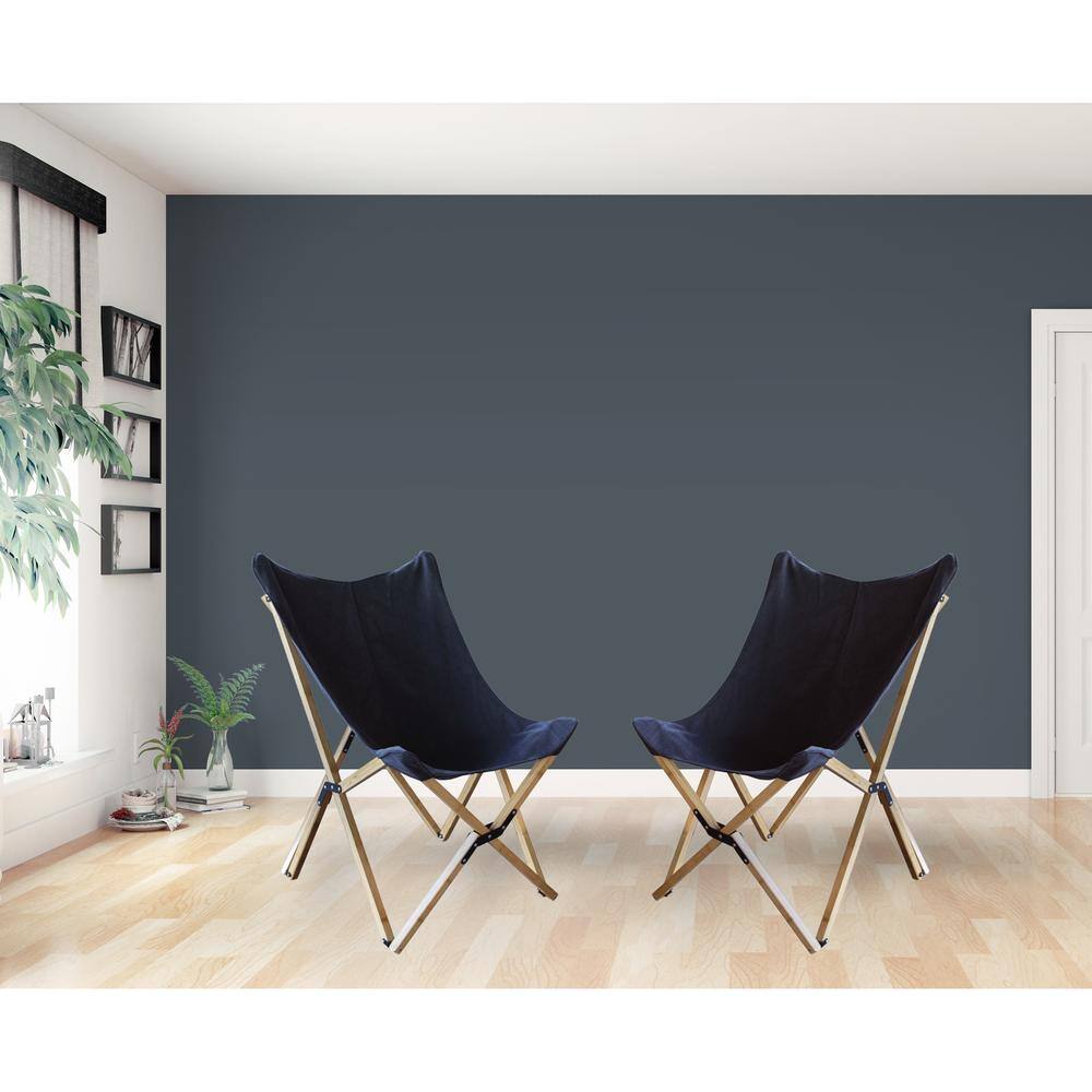 Back. AmeriHome - AmeriHome Canvas and Bamboo Butterfly Chair - Black - 2 Piece Set - Black.