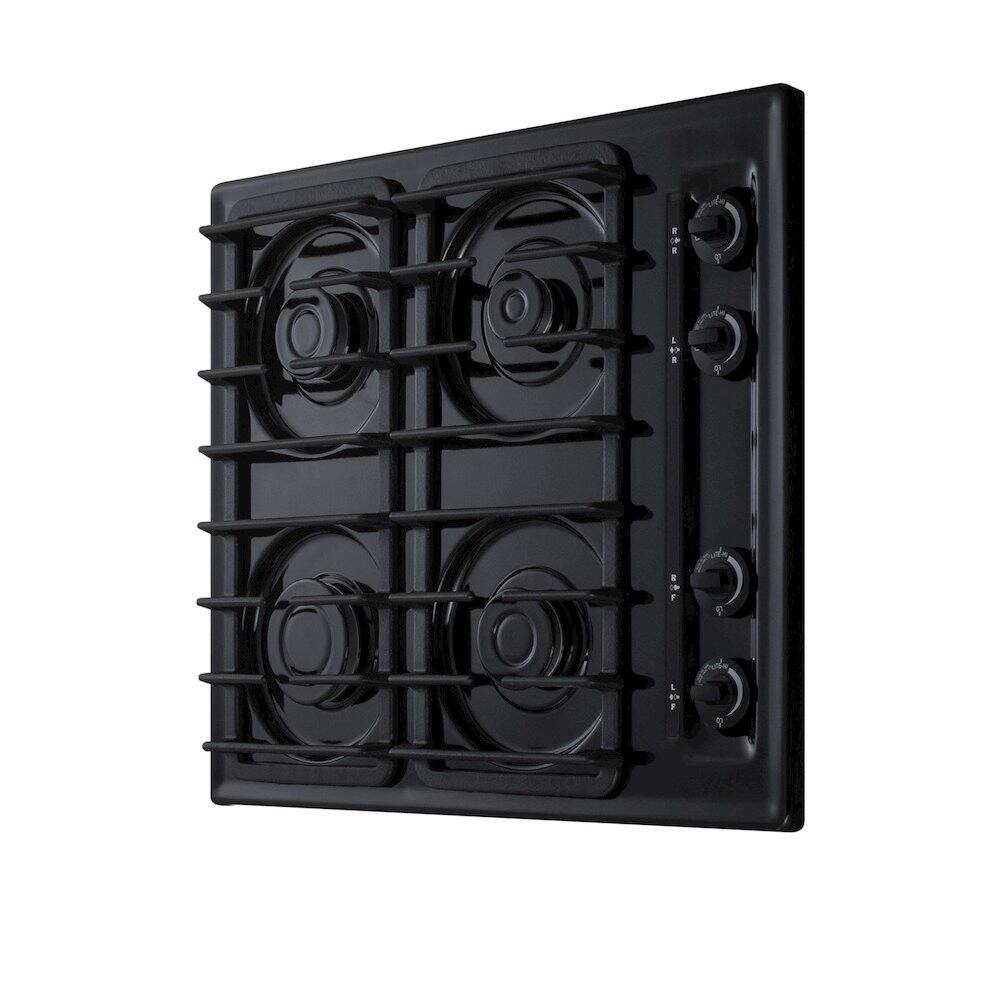 Angle. SUMMIT - 24" Wide 4-Burner Gas Cooktop - Black.
