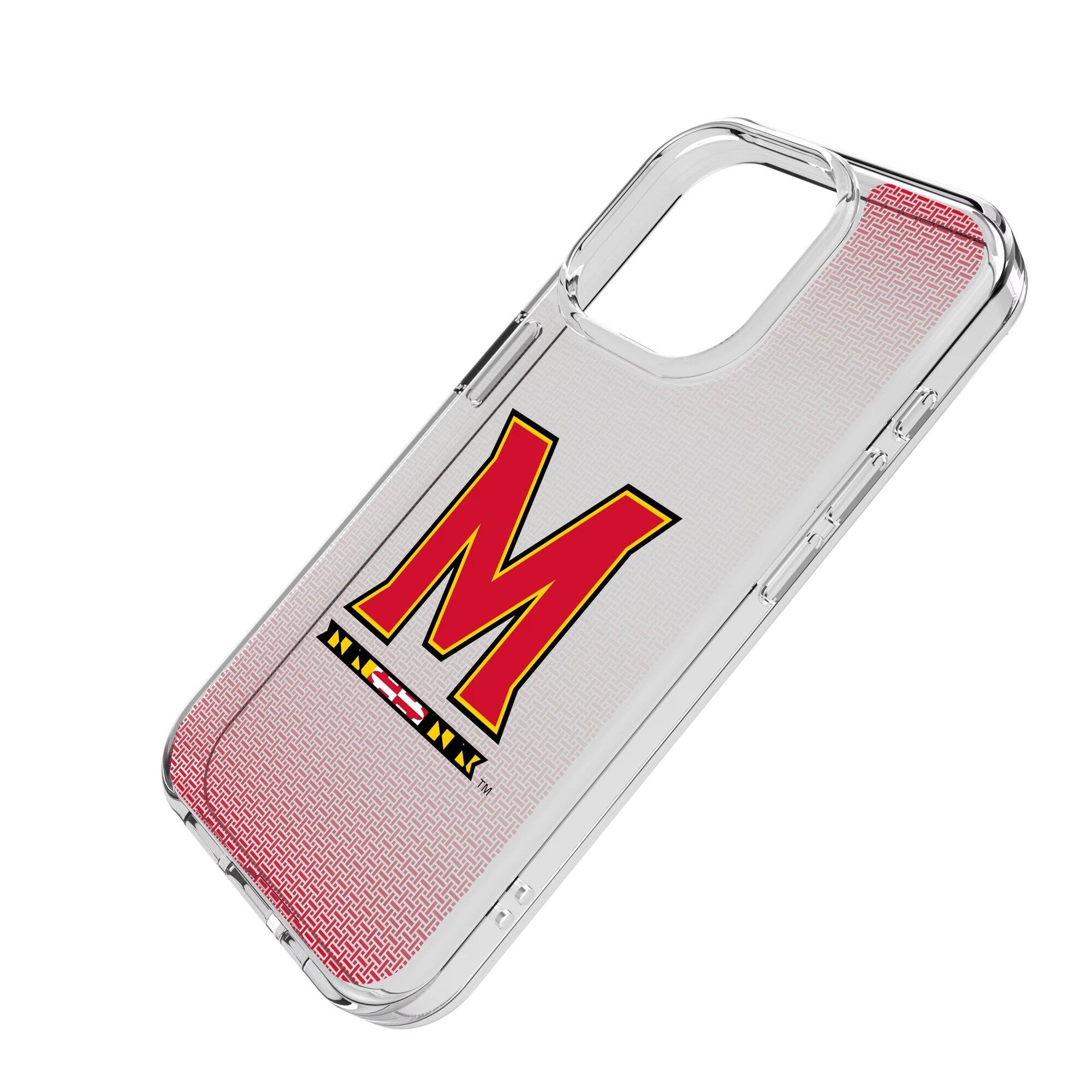 Alt View 1. Keyscaper - Maryland Terrapins Linen Logo iPhone Clear Case - 15 - Multicolor.