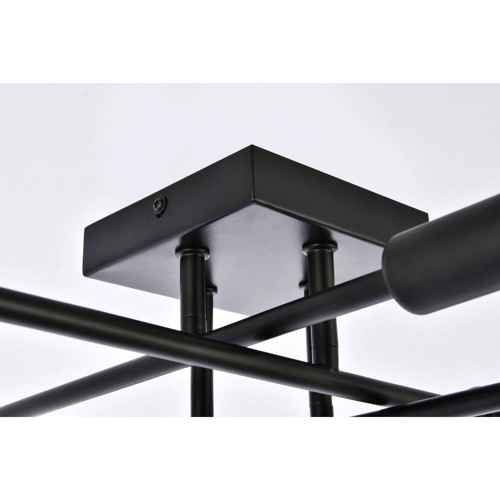 Alt View 2. Living District - Script 8 lights black flush mount - Black.