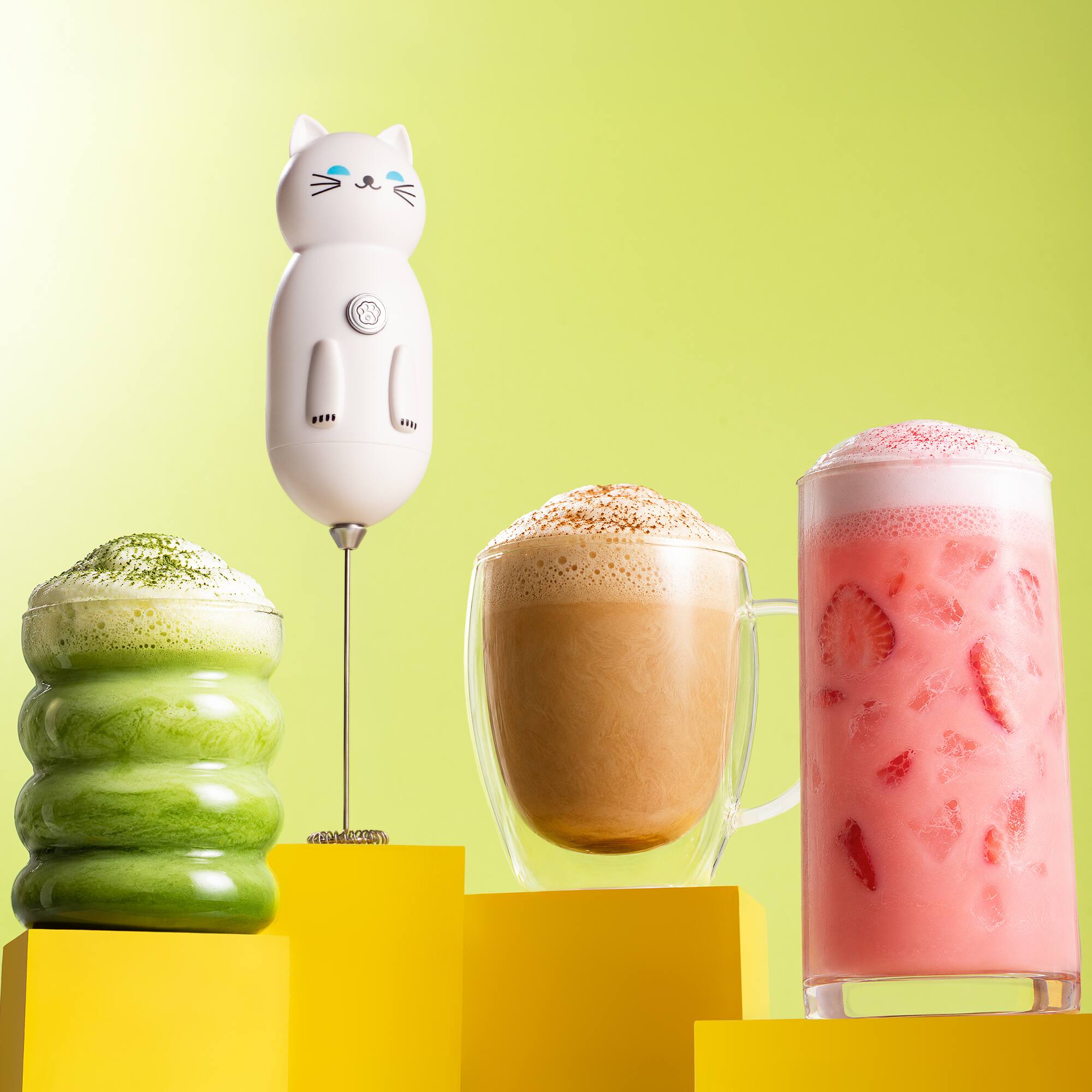 Alt View 2. Zulay Kitchen - Zulay Kitchen Zuki Cat Frother with Fun Stickers Included - White.