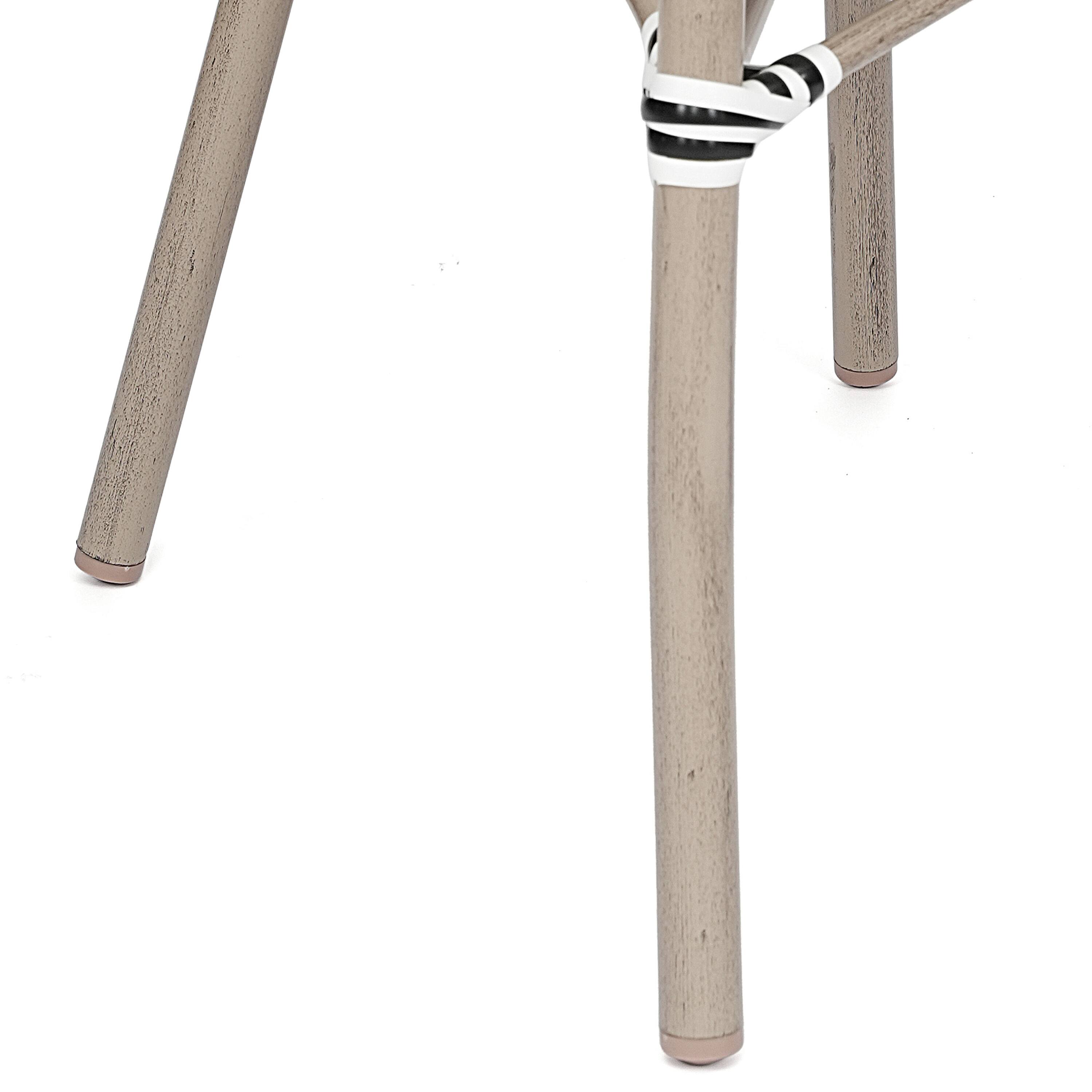 Alt View 10. Emma + Oliver - Massalia Indoor/Outdoor Stacking Thonet Bistro Style Chair with Arms, Textilene Seat and Bamboo Finished Metal Frame - Black & White/Light Natural Frame.