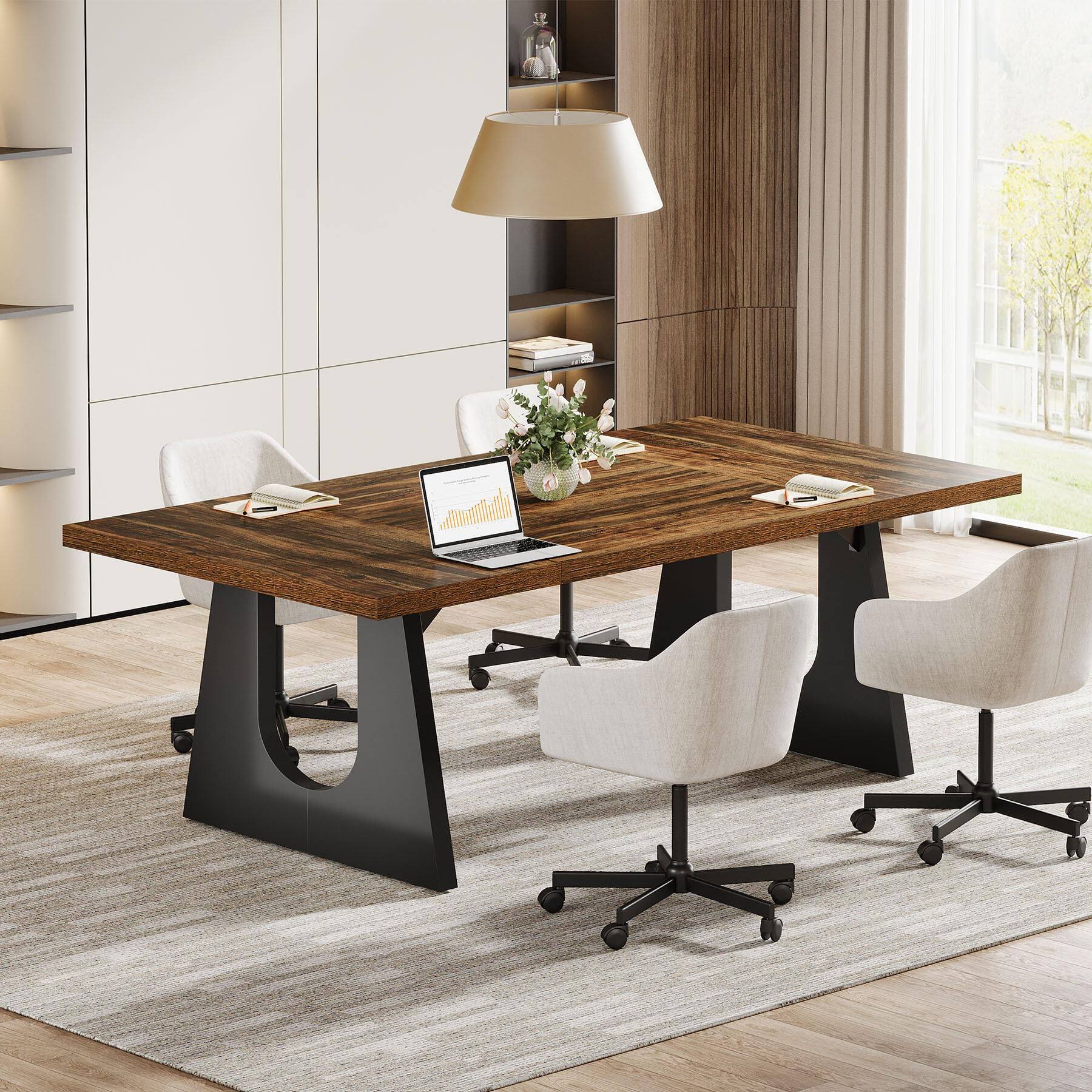 Alt View 2. Tribesigns - 70.86" Rectangular Conference Table for 6-8 (Dark Brown) - Dark Brown.