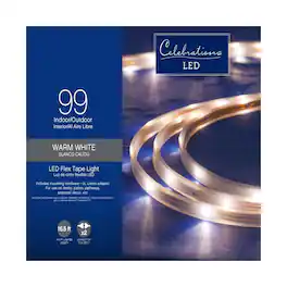 Celebrations - LED Clear/Warm White 99 ct Rope Flex Tape Light 16.5 ft.