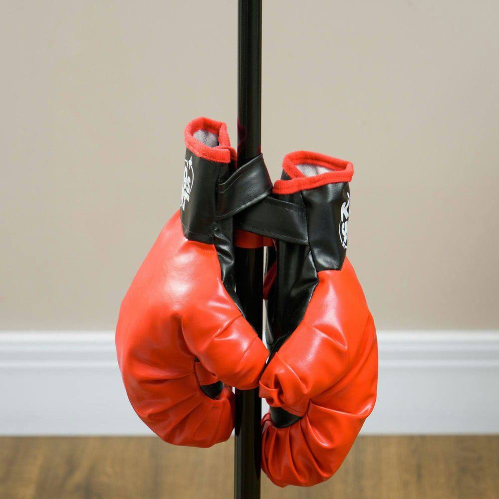 Angle. Resenkos - Kids Punching Bag with Stand & Boxing Gloves, for Boys & Girls Ages 5-10, Black, Safe for Kids - Black.