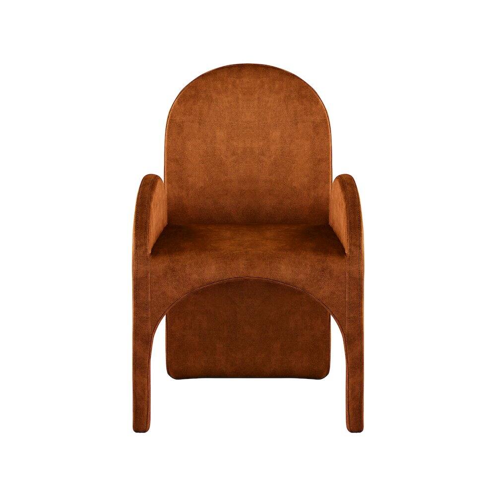 Alt View 2. Meridian Furniture - Summer Cognac Velvet Dining Arm Chair, Set of 2 - Brown.