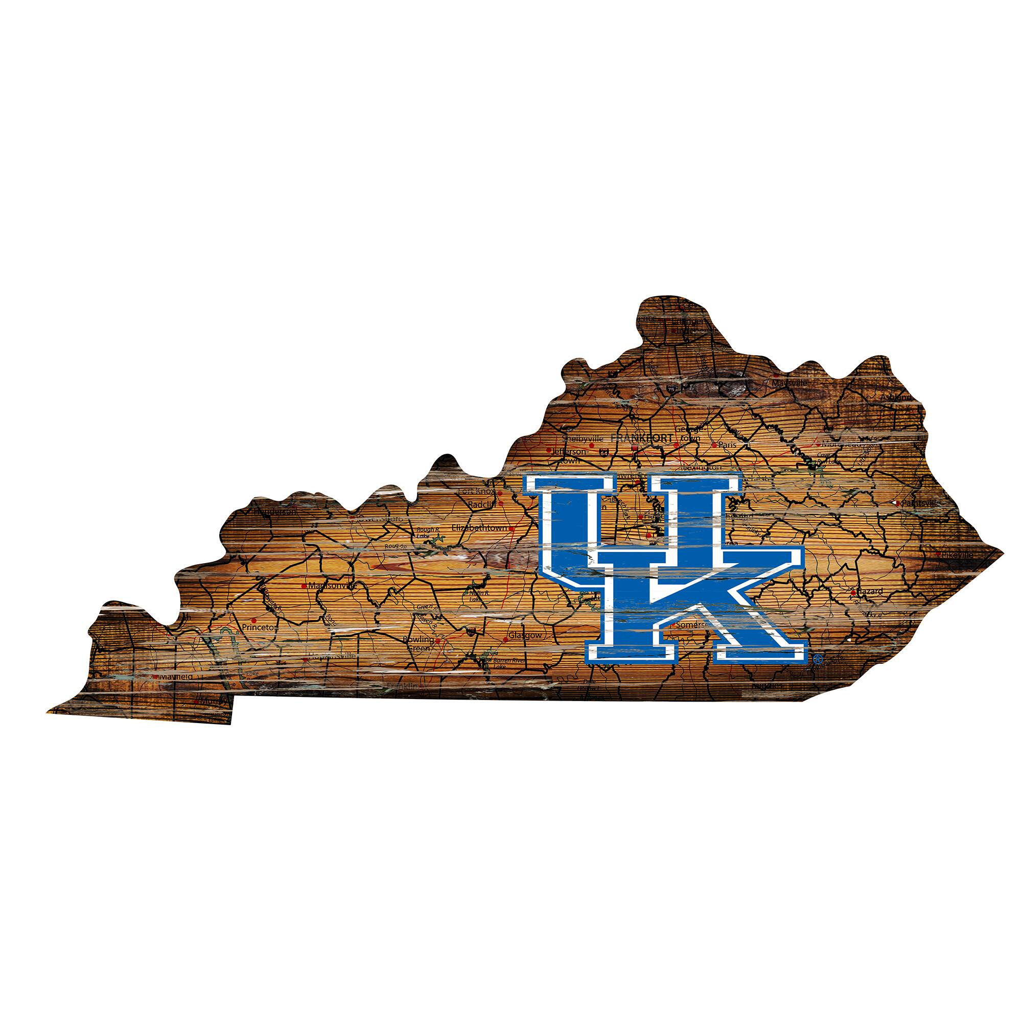 Kentucky Wildcats 23.5" x 23.5" Distressed State with Logo Sign