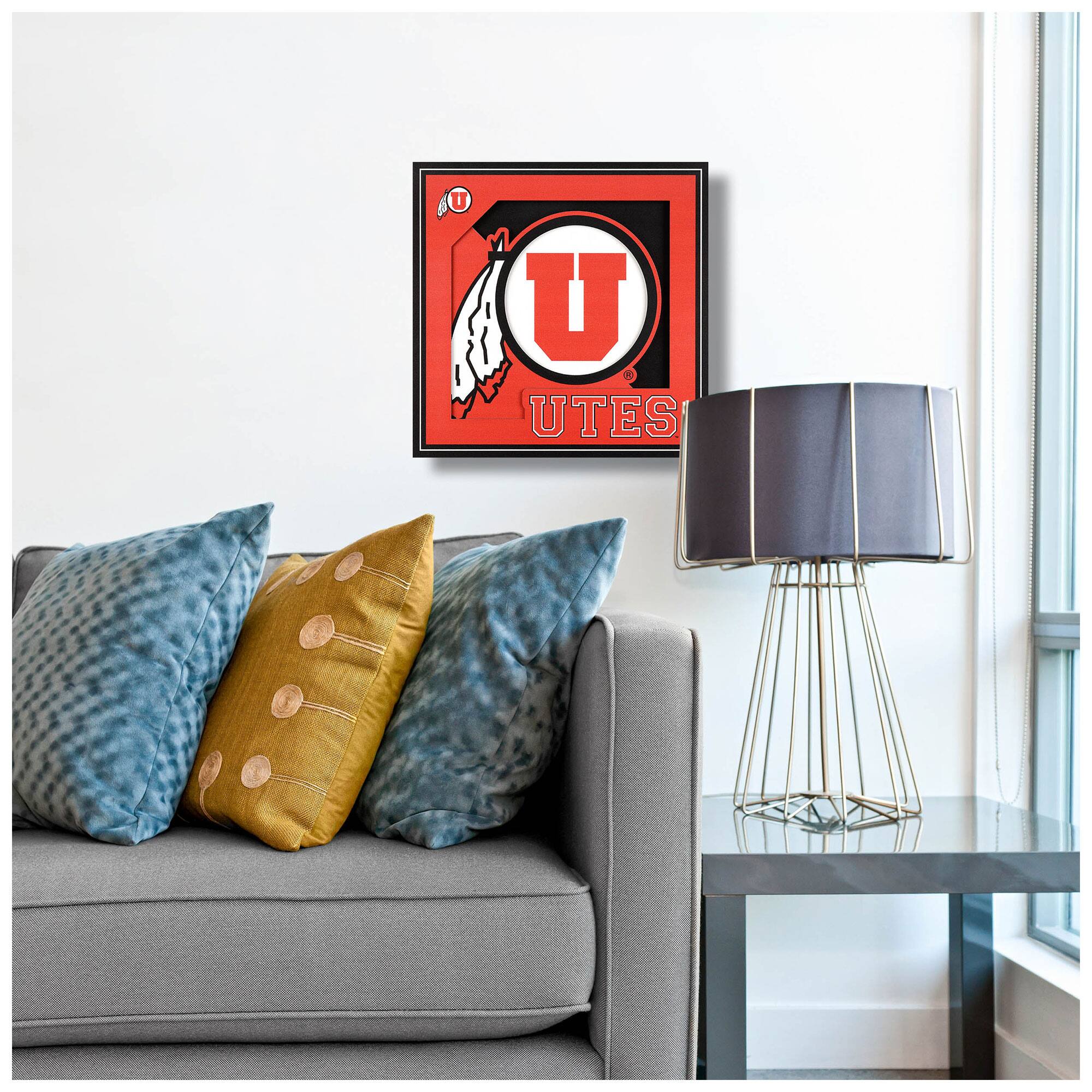 Alt View 3. YouTheFan - Utah Utes 12'' x 12'' 3D Logo Wall Art - Multicolor.